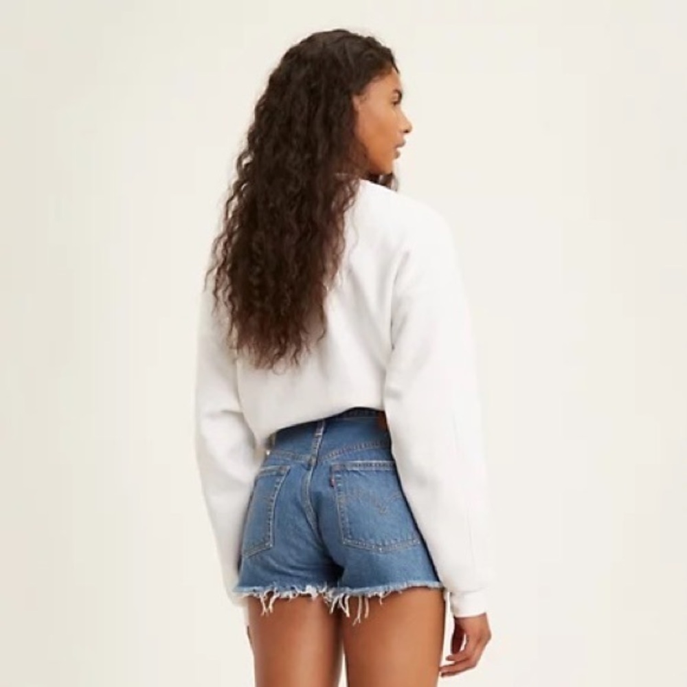Levi’s premium denim shorts cut off button fly medium blue‎ 25 cotton